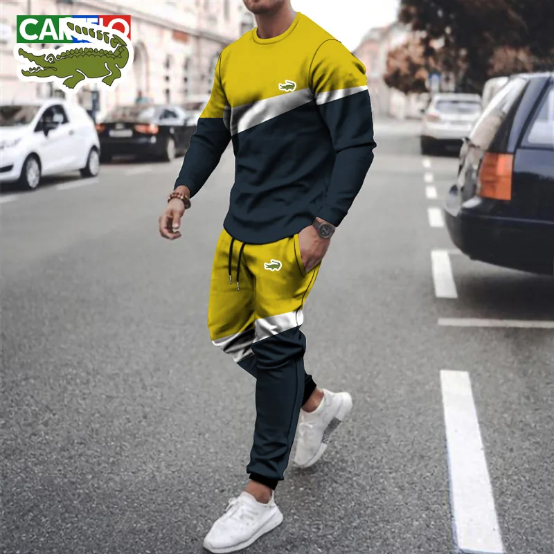 CARTELO High-end Round Neck Sweater Suit Men's Autumn New Casual Korean Version of The Popular Sportswear Two-piece Suit for Men