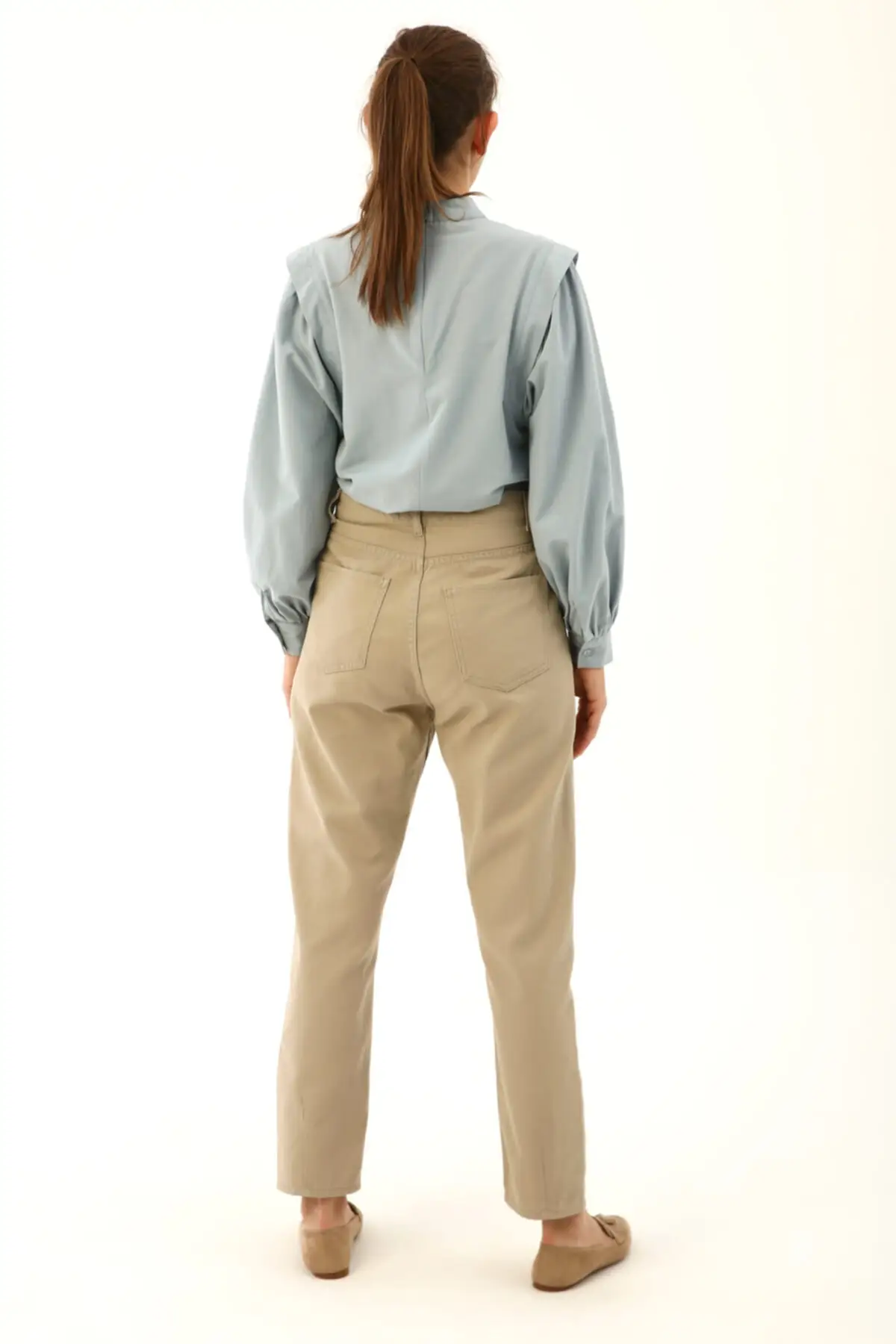

Mom Beige Pleated Pants Women's Islamic Clothing Pants
