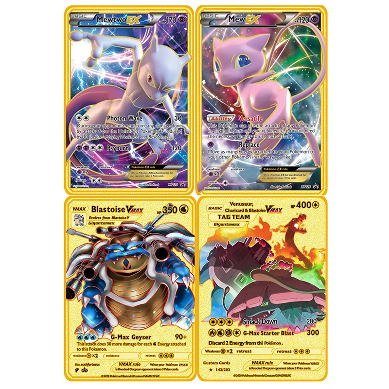 

POKEMON CARD Metal V MAX Game Collection Cards Mewtwo Charizard Collection Gift kids Toys for boy girls Christmas Anime Figure