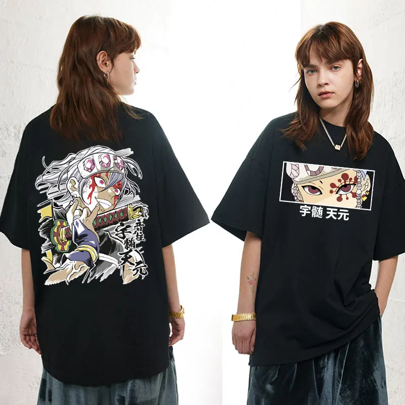 

Japan Anime Demon Slayer Print T Shirts Men Women Gothic Fashion Short Sleeve T Shirt High Street Casual Pure Cotton T-shirts
