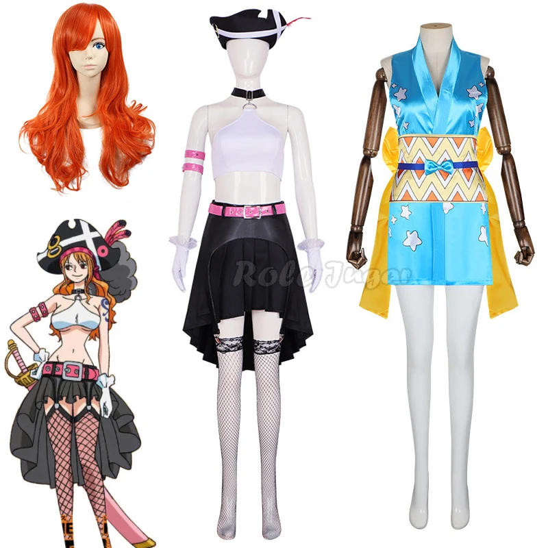 

Wano Country Nami Cosplay Costume Wanokuni Style Nami Kimono Outfit Halloween Carnival Female Pirate Dress Up Costumes