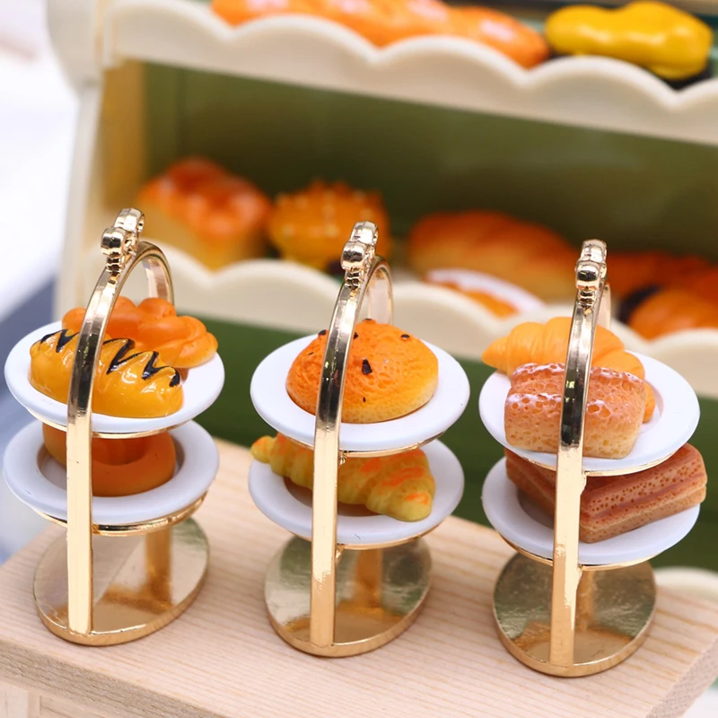 1:12 кукольный домик миниатюрная металлическая подставка для десерта с тарелками