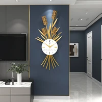 large metal wall clock art minimalist nordic light luxury creative clocks acryl wheat ears silent wall watch for living room