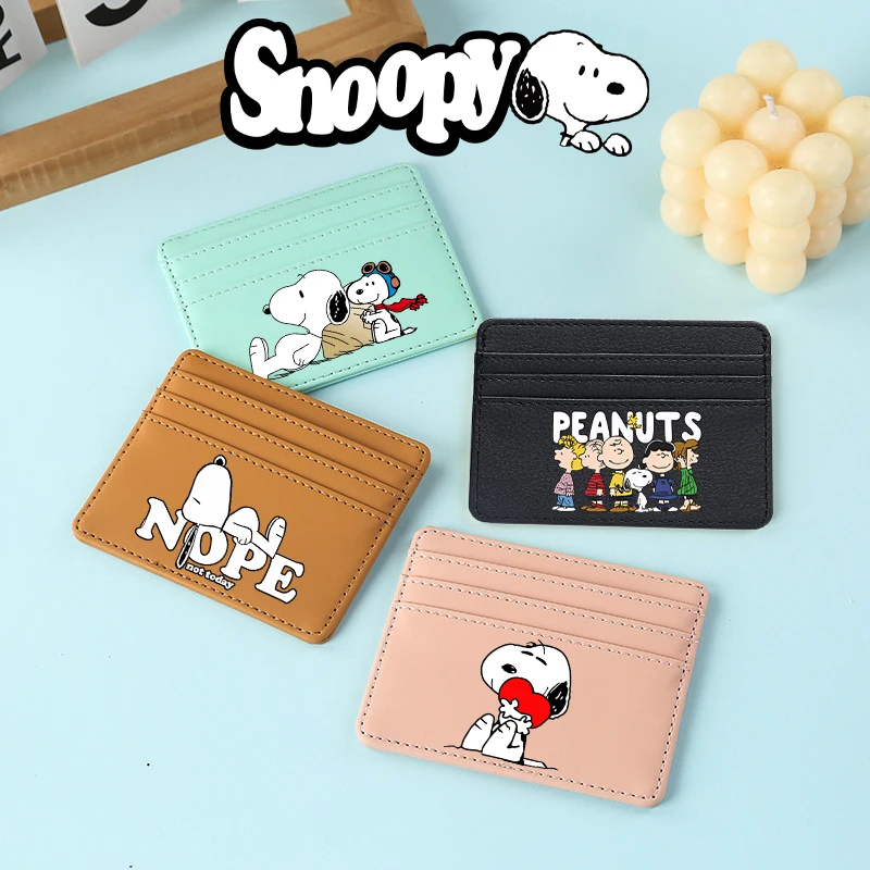 Кожаный рукав для карт Snoopy держатель удостоверения личности модный аниме