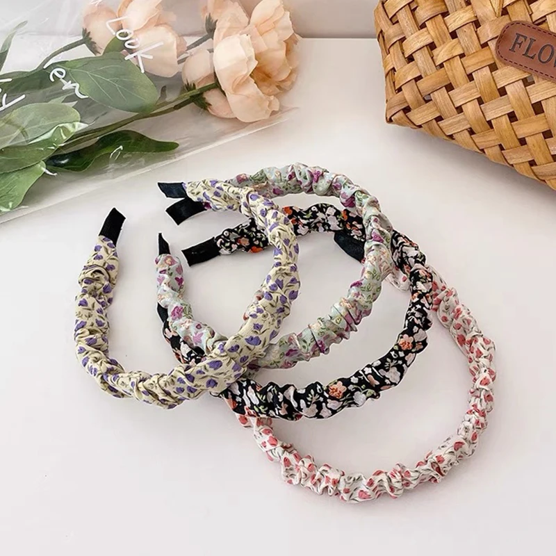 

Korean Version of The New Floral Women's Headband Pleated Headscarf Hair Women's Headband
