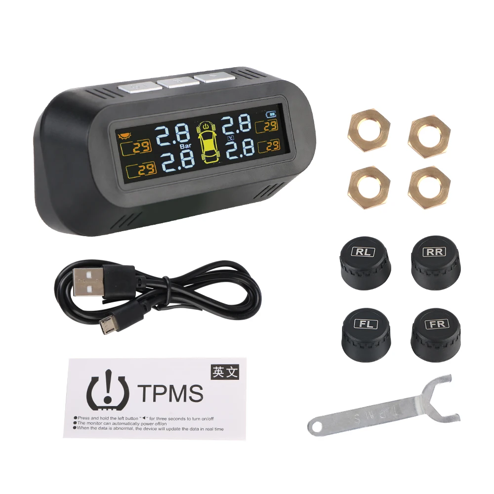 

Солнечная Батарея USB TPMS Цифровой ЖК-дисплей Система Контроля Давления В Шинах Автоматическая Сигнализация Безопасность Кон...