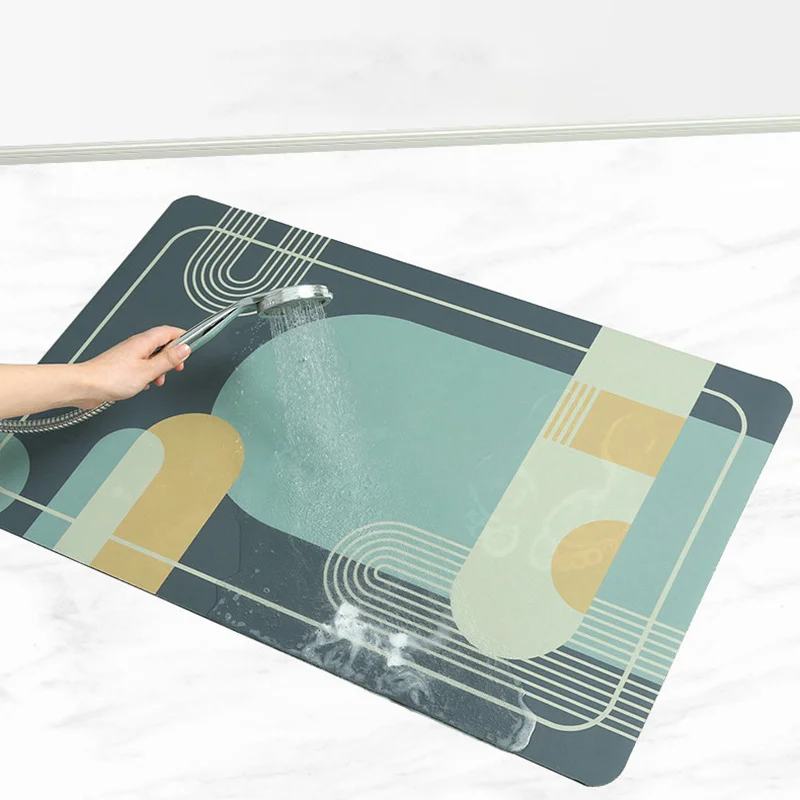Diatomaceous Earth Bath And Shower Mat Rubber Super Absorbent Anti Slip Pad Modern Bathroom Quick Drying Floor Foot Rug 80x120cm