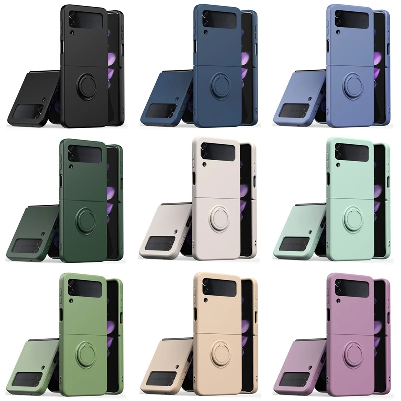 

Силиконовый чехол для телефона Samsung Z Filp 3, 50 шт., чехлы с кольцом-держателем, матовая Противоударная задняя крышка для Samsung Galaxy Z Filp3