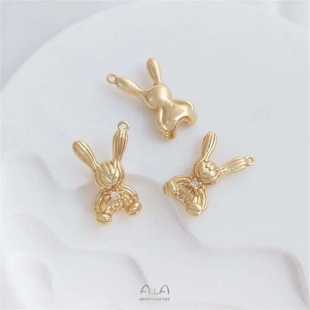 14-каратное золотое покрытие трехмерный милый маленький медвежонок кулон в виде