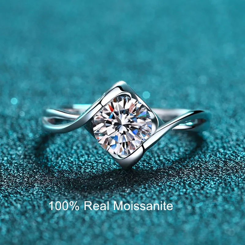 

1 Carat Moissanite Engagement Rings VVS D Colorless Lab Diamond Wedding Band Promise Ring For Women Love Heart Design Ring