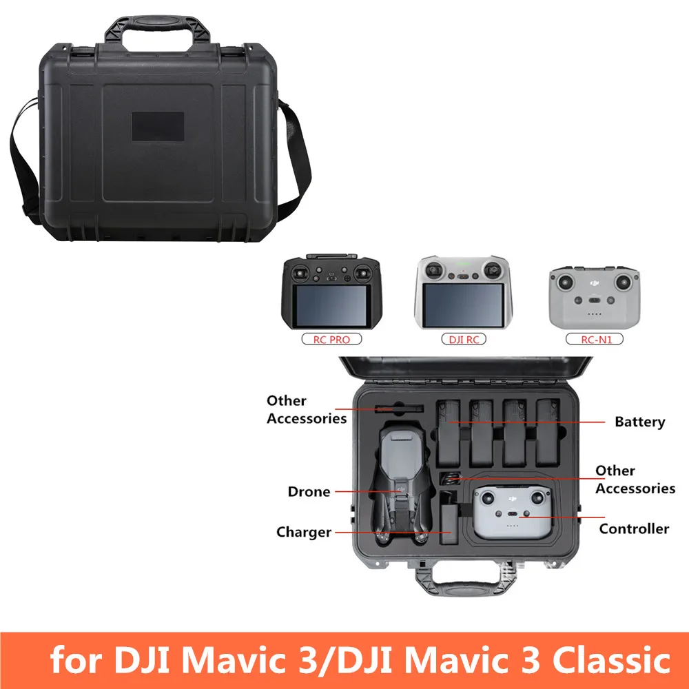 

IP67 Safety Carrying Case for DJI Mavic 3 /Cine Waterproof Large Capacity anti-shock Hardcase Bag for Mavic 3 Classic Drone Box