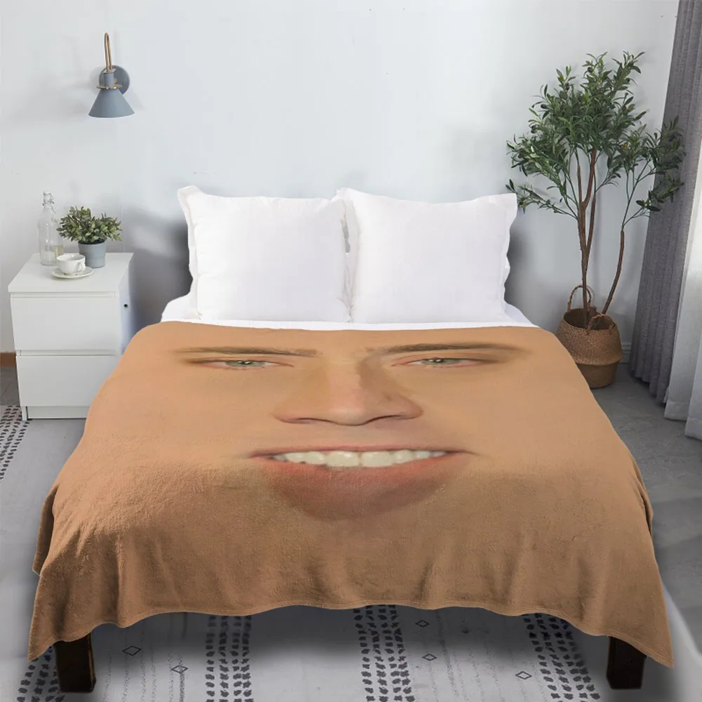 

Nicolas Cage Giant Face Anime Bedding Strawberry Best Thanksgiving Gifts Bestie Sherpa Throw Blanket