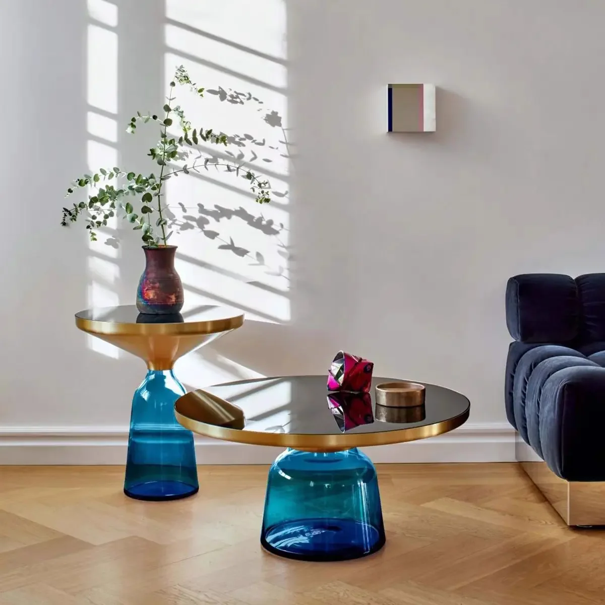 Прозрачный красочный стеклянный журнальный столик Столы для гостиной Круглый