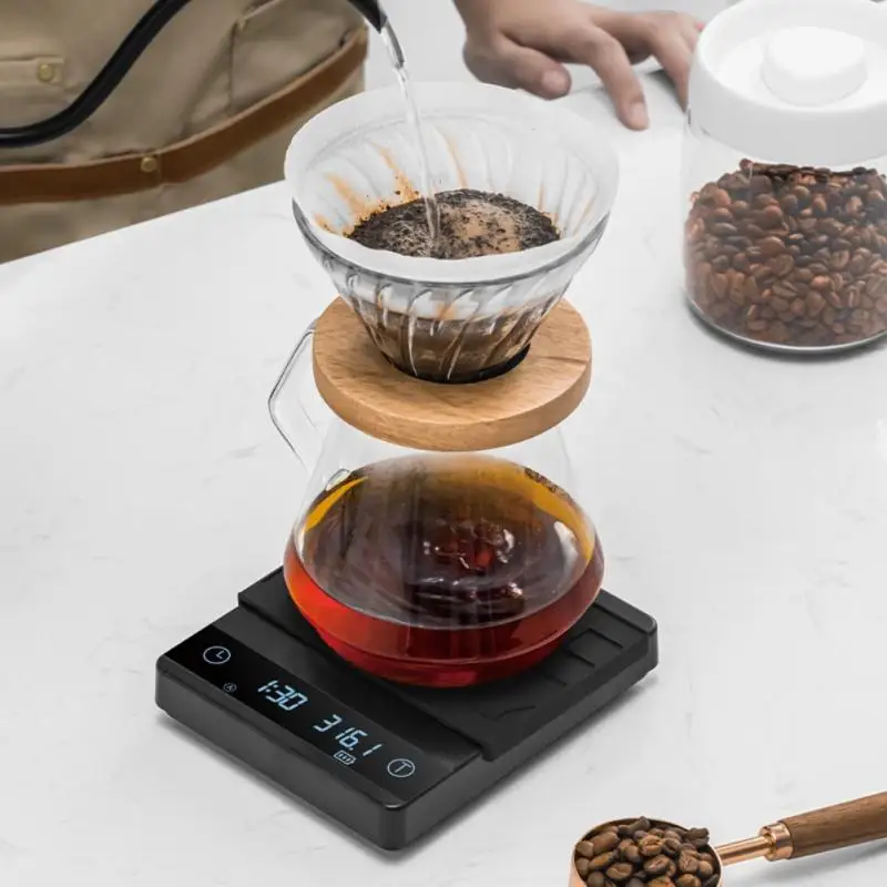 

2000g Timing Weighing Coffee Scale Coffee Electronic Italian Hand-brewed Coffee Weighing Household Kitchen Accessories Bar Scale