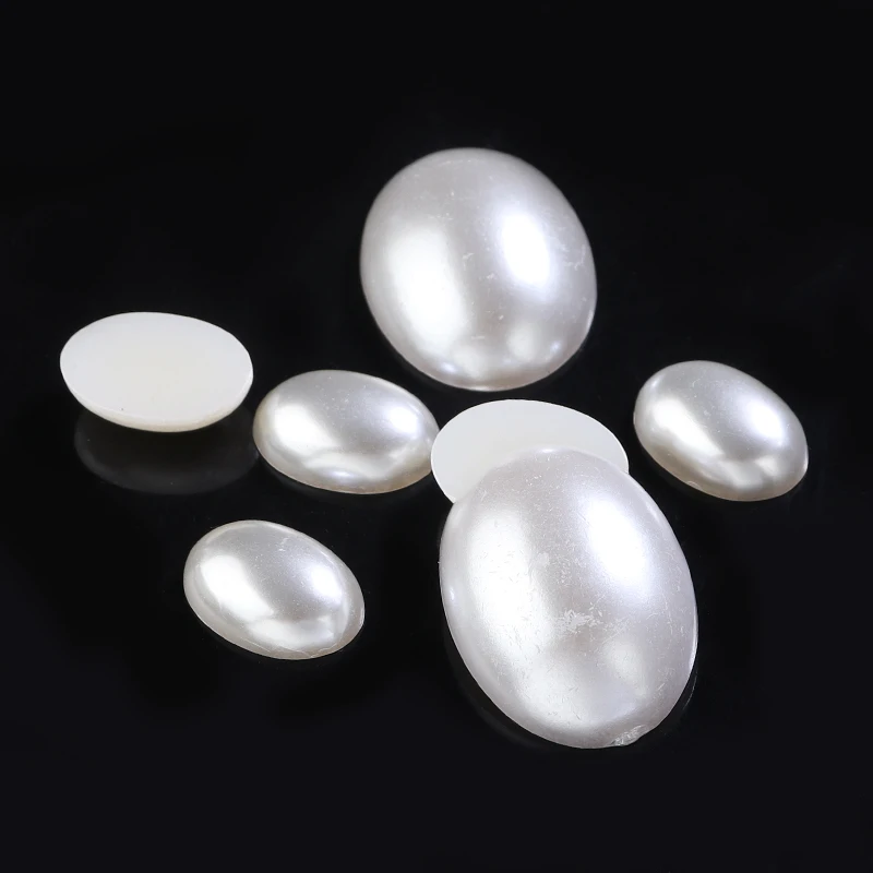 Exquisite Design Plastic Oval White Pearl Ring Face for Jewelry Making Accessories DIY Bracelets Necklace Earring Craft Kits
