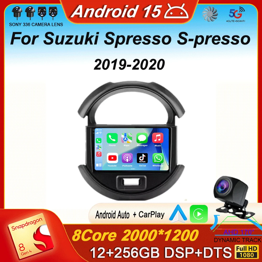 Фото Автомобильный радиоприемник Android 15 для Suzuki Spresso S-presso 2019 2020, беспроводной Carplay DSP, мультимедийный видеоплеер, навигация, GPS 2 DIN DSP №1