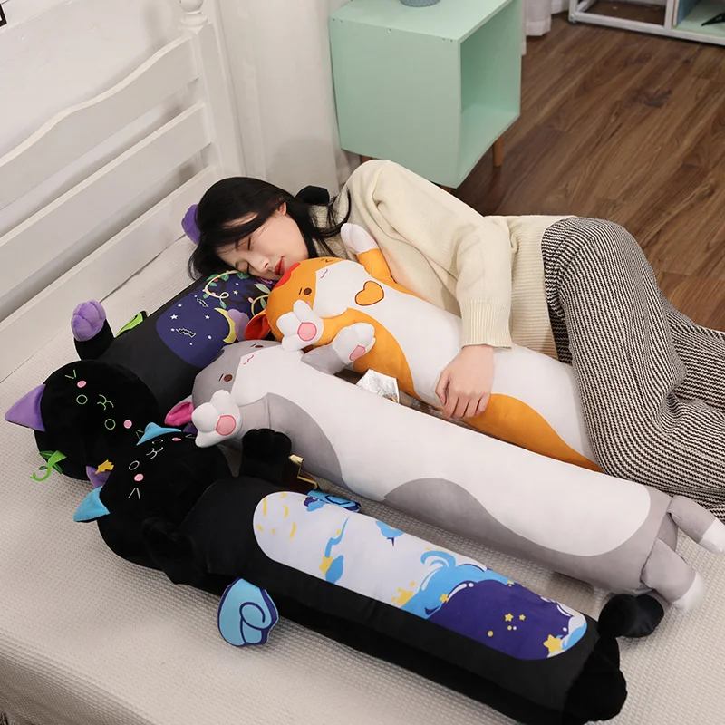New Kawaii Long Cat Pillow Plush Toy Stuffed Doll Soft Sleep Cushion Cute Nap Pillow Home Decor Birthday Gift for Girls