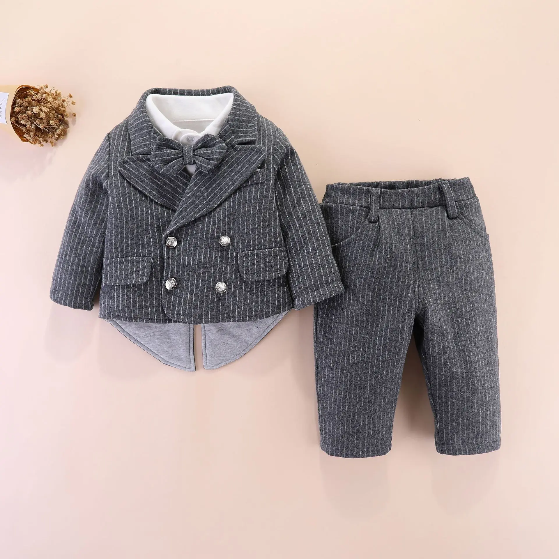 

Infant Children's Clothing Winter Boy Baby Thickening Split Suit Gentleman Style Warm Clothes - 100 Days Anniversary Dress