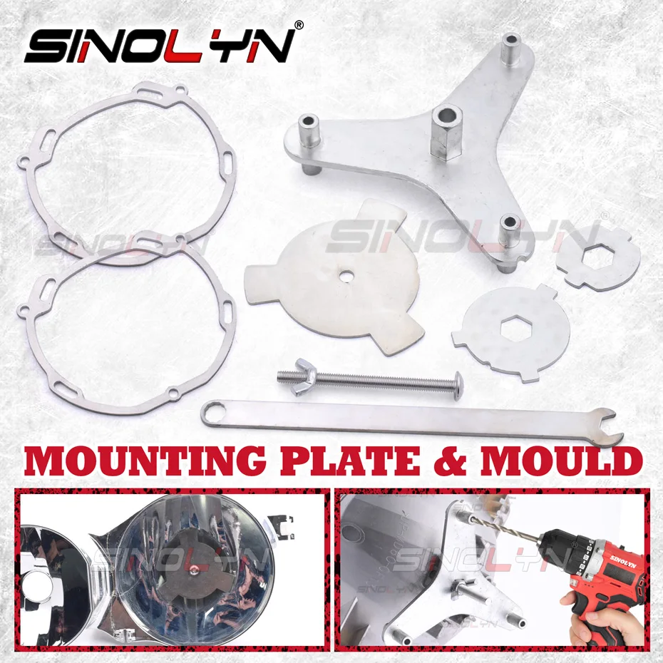 

Sinolyn Mounting Plate Positioning Perforation Mould Frames Brackets H7 H4 Headlight For Hella 3R Projector Lens Retrofit Tools