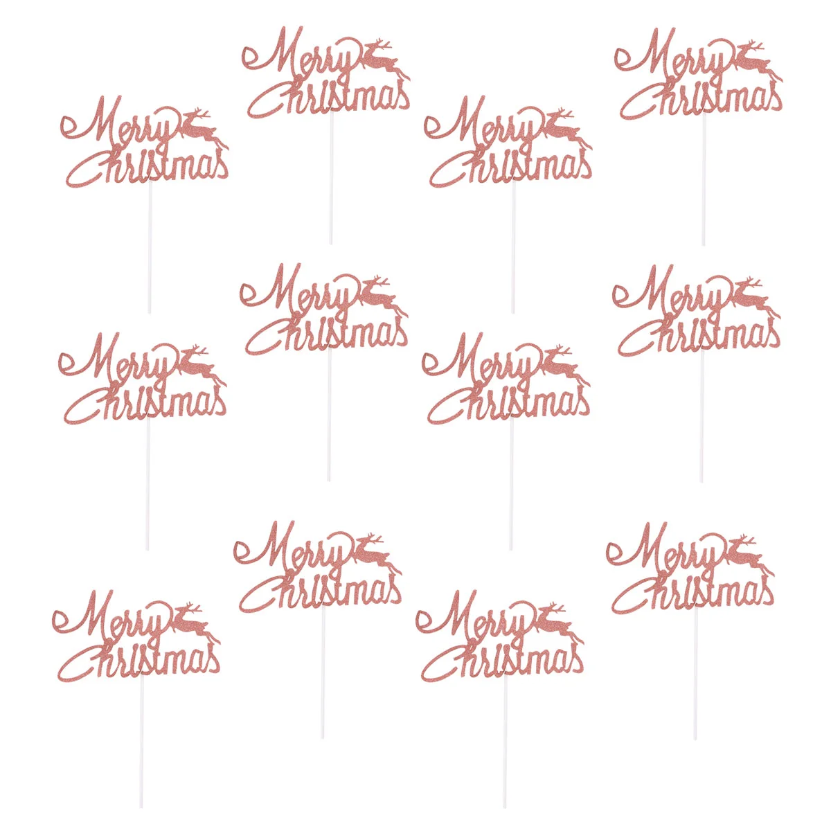 

Christmas Cake Picks Cupcake Toppers Topper Partydecoration Pick Merry Decor Dessert Reindeer Edible Decorations Letters Glitter