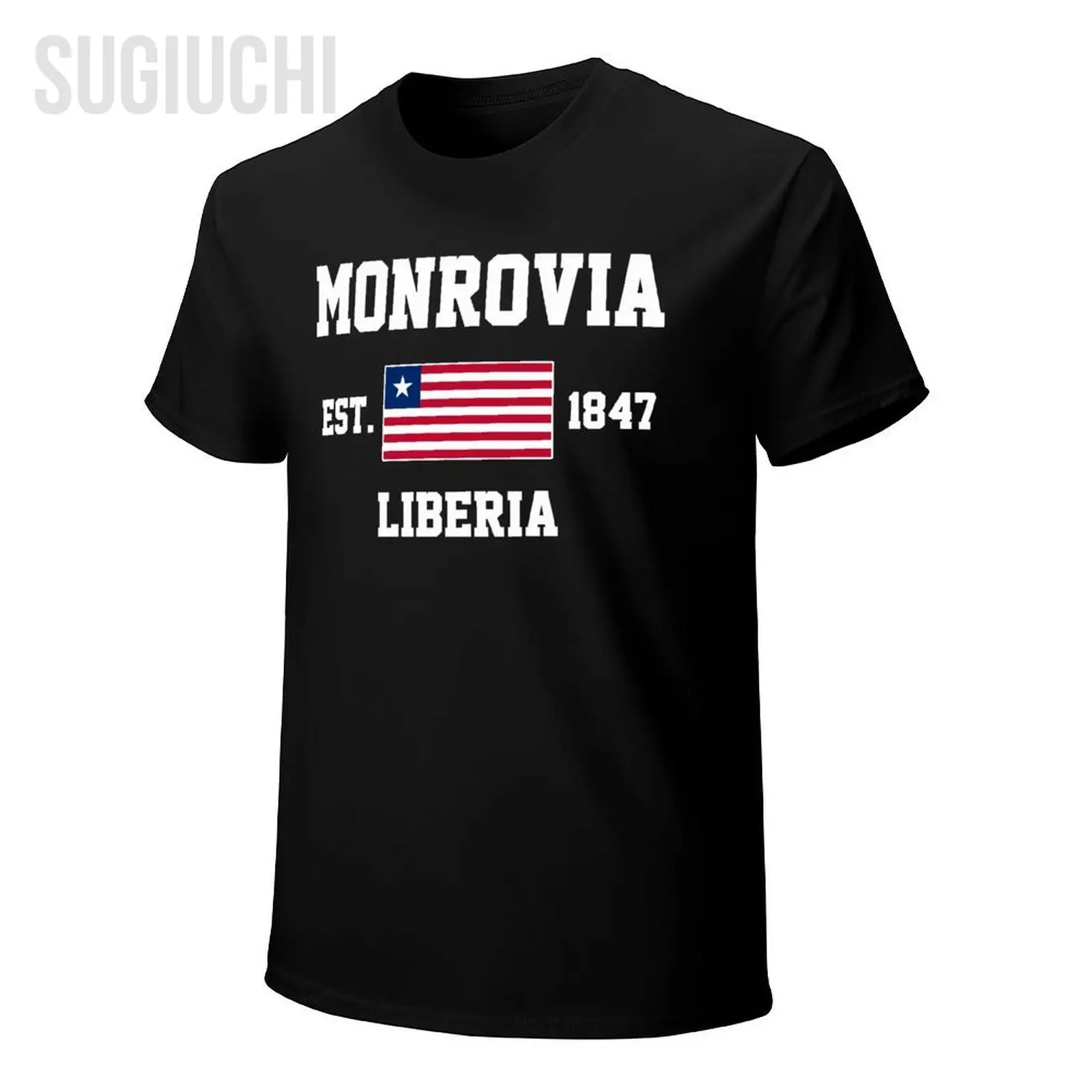 Фото Патриотический флаг Liberia EST.1847 Monrovia Мужская футболка Футболки Футболки с круглым вырезом №4