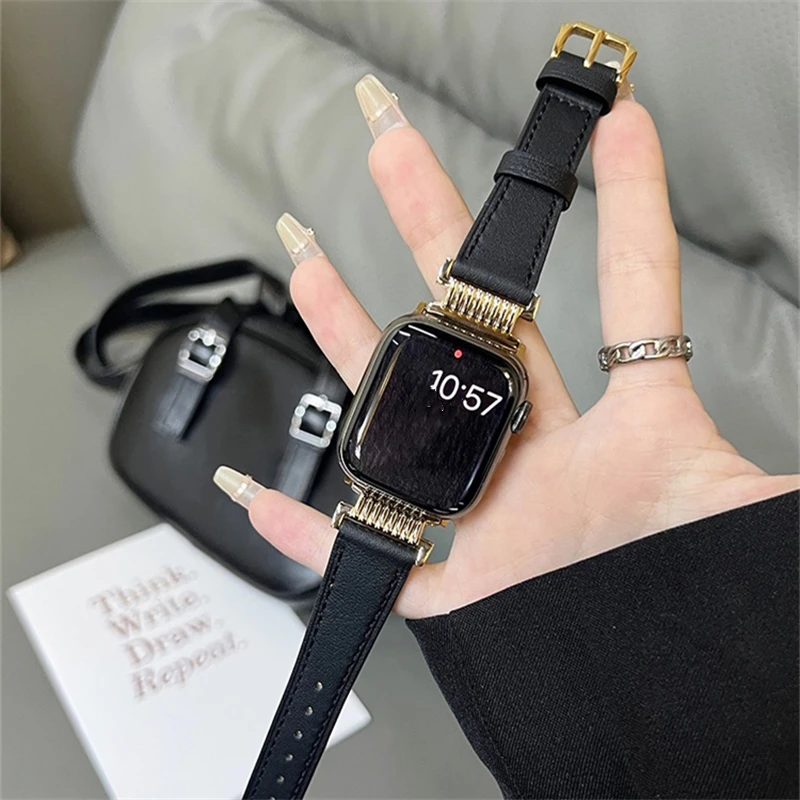 

Bracelet Belt Genuine Leather Band for Apple Watch 42MM 38MM 44MM 40MM 41MM 45MM 49 Strap for iWatch 8 7 6 SE 5 4 3 Wristband