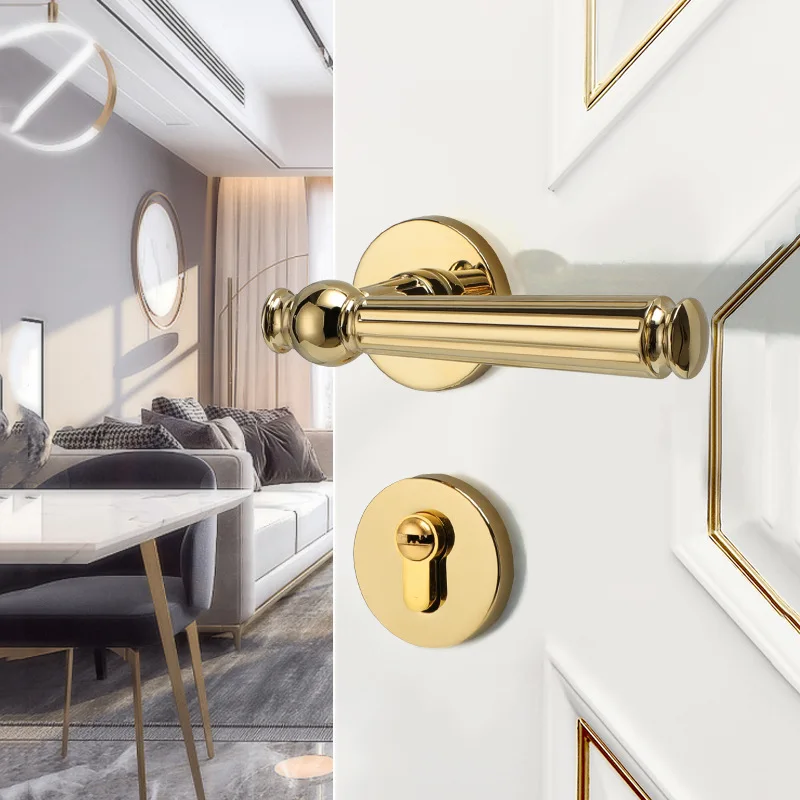 

Дверной замок Haodi золотистый с магнитным разрезом для спальни, домашний Европейский замок, бесшумная деревянная ручка для межкомнатной две...