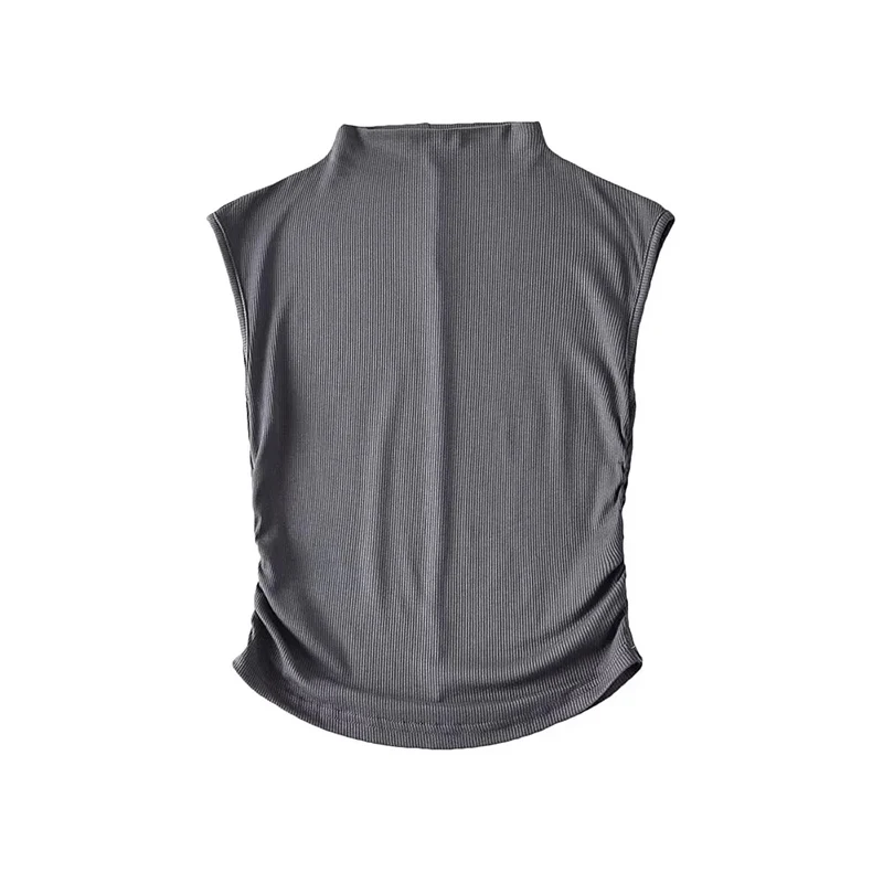 2023 летний черный укороченный топ с высоким воротником розовая фиолетовая