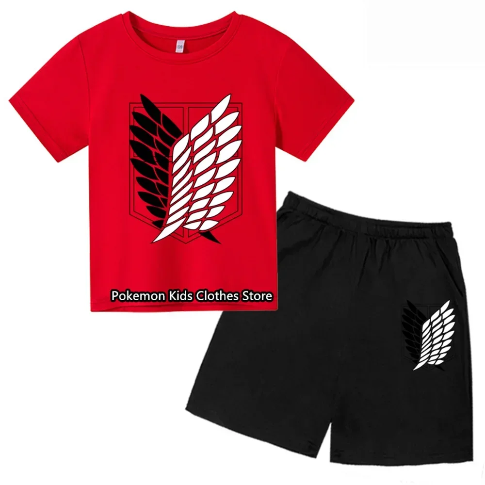 Детская летняя футболка с коротким рукавом и принтом атака на Титанов