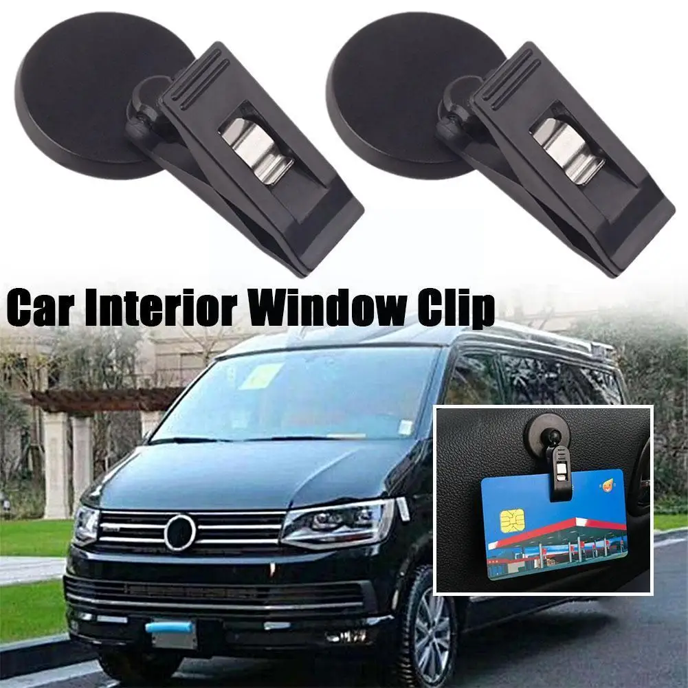 

1 Pair Car Interior Window Clip Ticket Holder Black Cap Control Plastic Clip Removable Car Access Holde Card Suction Hook S K8L7
