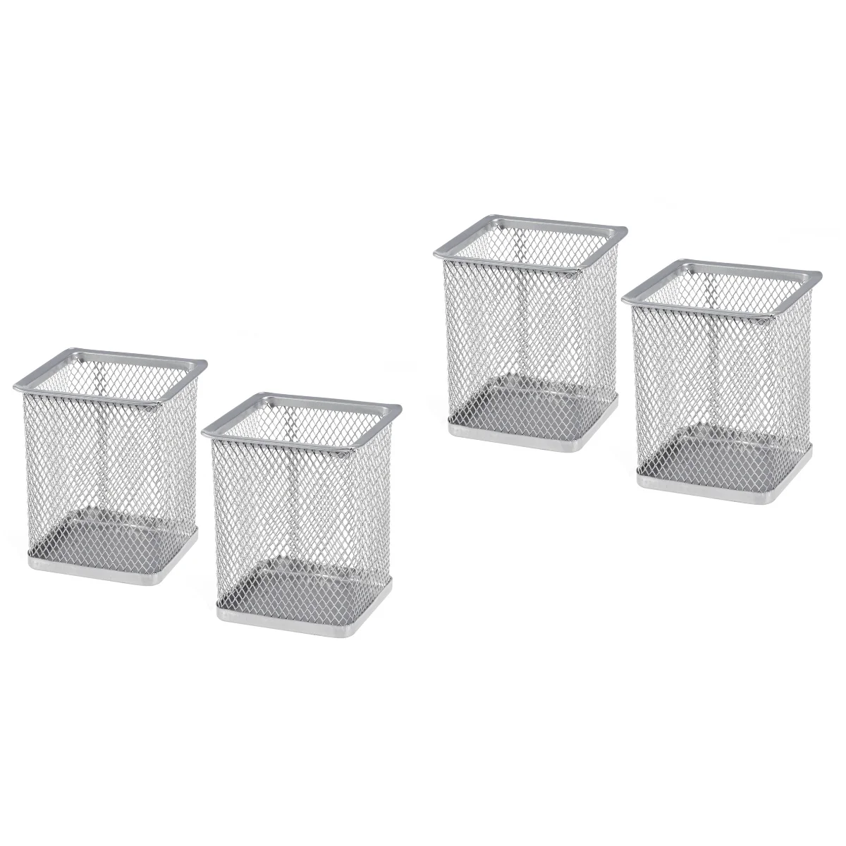 

Organizer Deskpen Holder Mesh Container Brush Wood Office Makeup Cup Pot