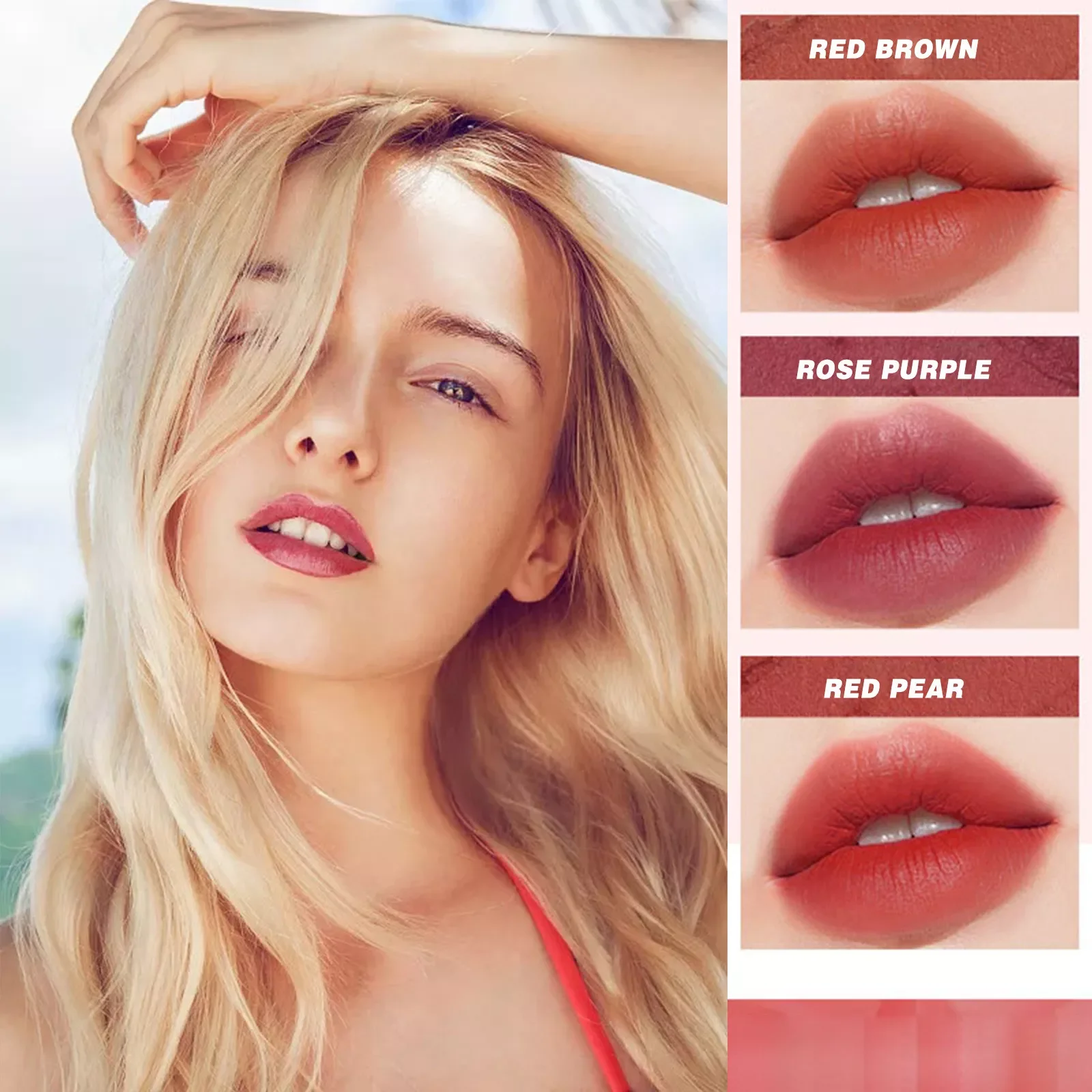 

NEW2023 Covering Lip Lines Lasting Waterproof Lip Mud Set Soft Mist Mattes Color Not Easy To Dip Bling Lipstick Rose Lip Liner T