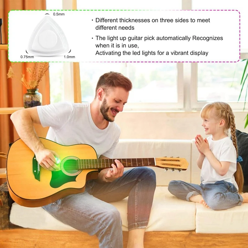 3 шт. светодиодный медиатор для бас-гитары с подсветкой светящийся белый пластик