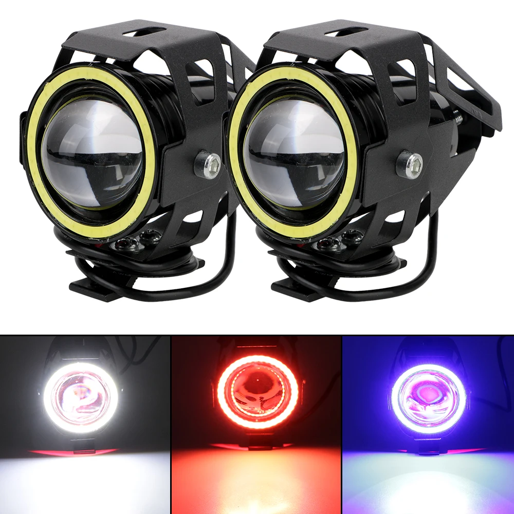 

LED Motorcycle Angel Eyes Motorbike LED Auxiliary Lamp U7 Headlamp Spotlights Motorcycle Headlights Super Bright 125W 2Pcs/set