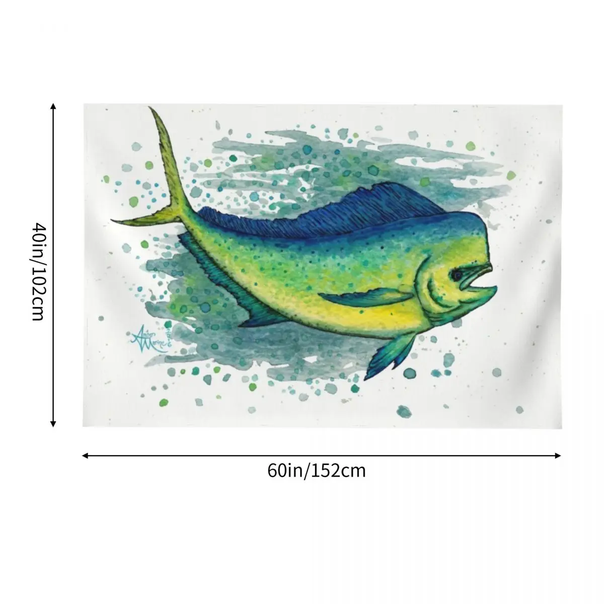 Mahi Splash от Amber Marine ~ акварель и чернила рыба-дельфин / картина Dorado искусство? Гобелен