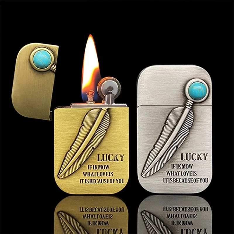 

Creative Retro Kerosene Lighter Metal Granding Wheel Reflitable Oil Cigarette Lighter Smoking Accessories Gadgets for Men Gifts