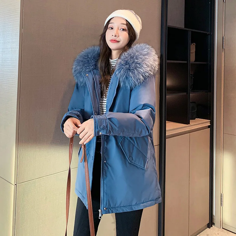 Winter new style wool collar women's non short style thickened down cotton fur