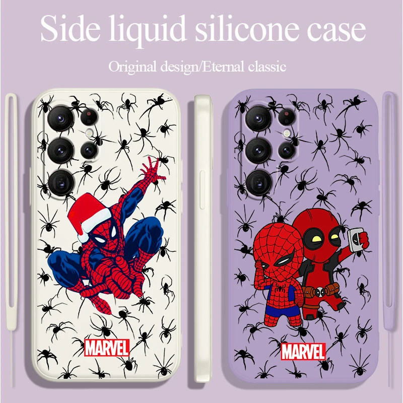 

Superhero Spider-man Soft Case For Samsung S23 S22 S21 S20 FE S10 Plus Lite Ultra 5G Liquid Rope Phone Cover