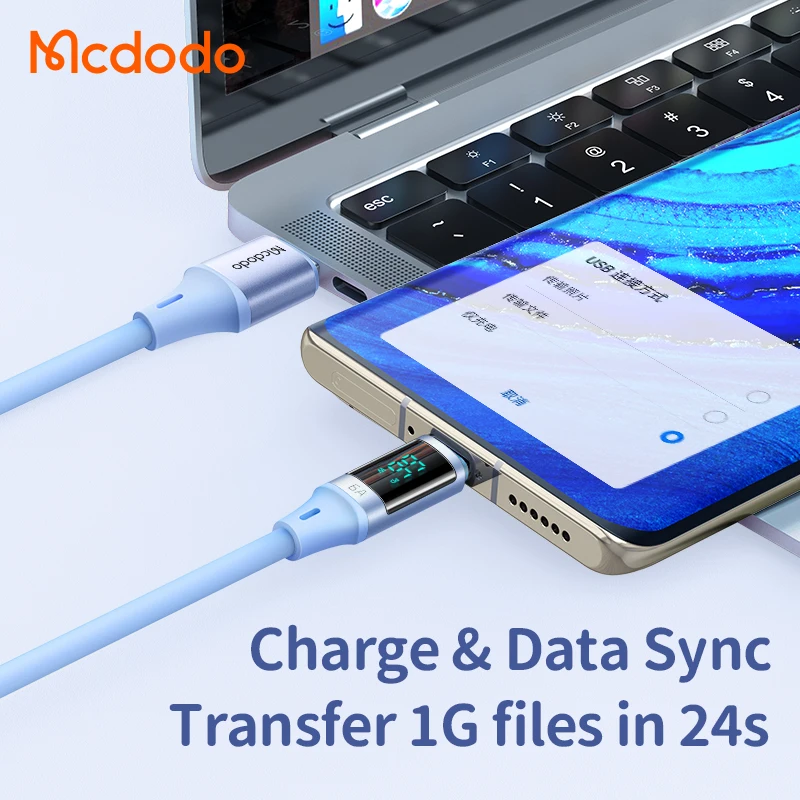 Mcdodo Digital HD Type-C Super Charge Data Cable 66W/6A fast charge Cable For Xiaomi Samsung CA-192
