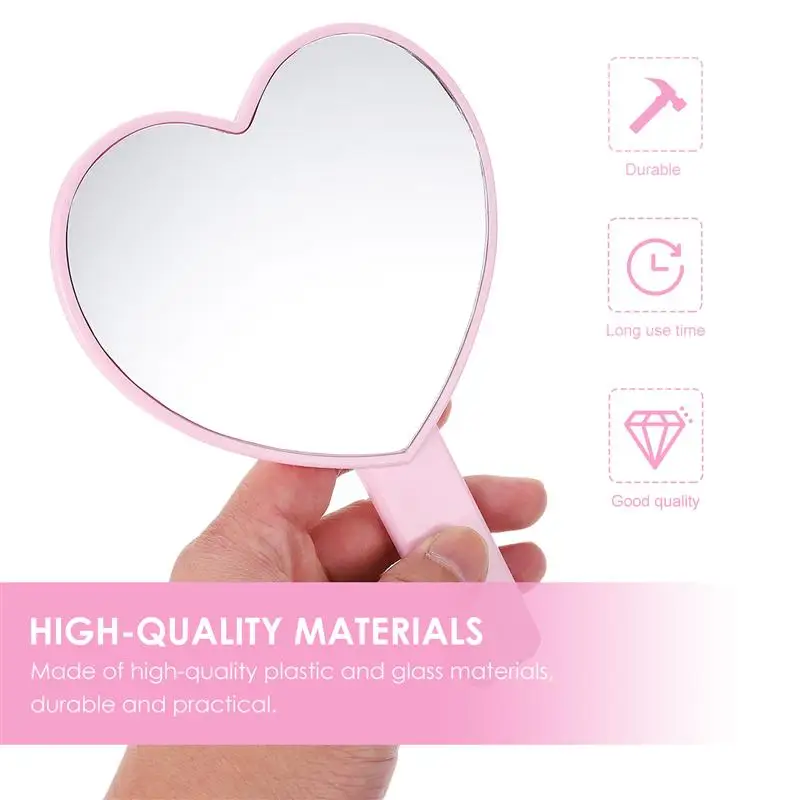 2 Pcs Heart-Shaped Handheld Makeup Mirror Portable Compact Heart Cosmetic Vanity |