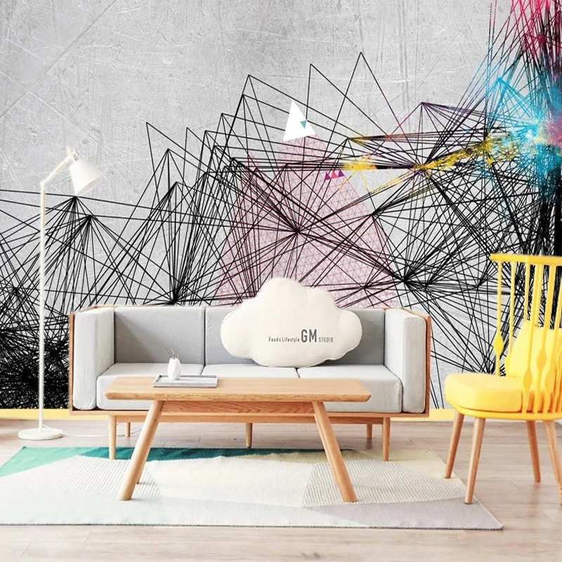 

Customized Size Geometric Patterns 3D Abstract Line Graffiti Photo Wallpaper Bedroom Living Room TV Sofa Backdrop Wall Painting