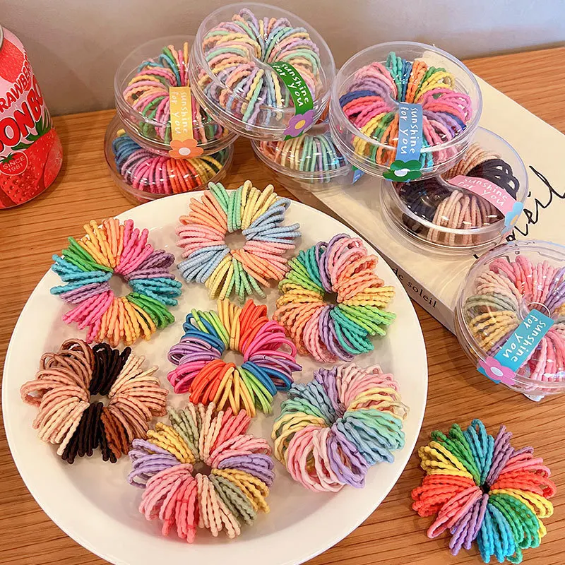 

60pcs/Box Hair Ties Ropes Girls Candy Color Elastic Hair Rubber Bands for Child Baby Headband Scrunchie Kids Hair Accessories