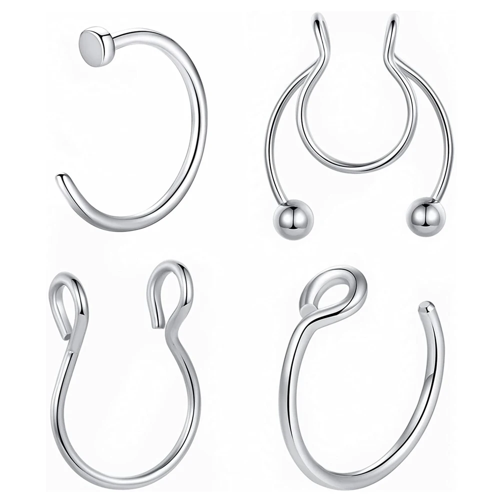 Хирургическая сталь 20G Поддельные открытые кольцо нов с клипсой для не пирсинга