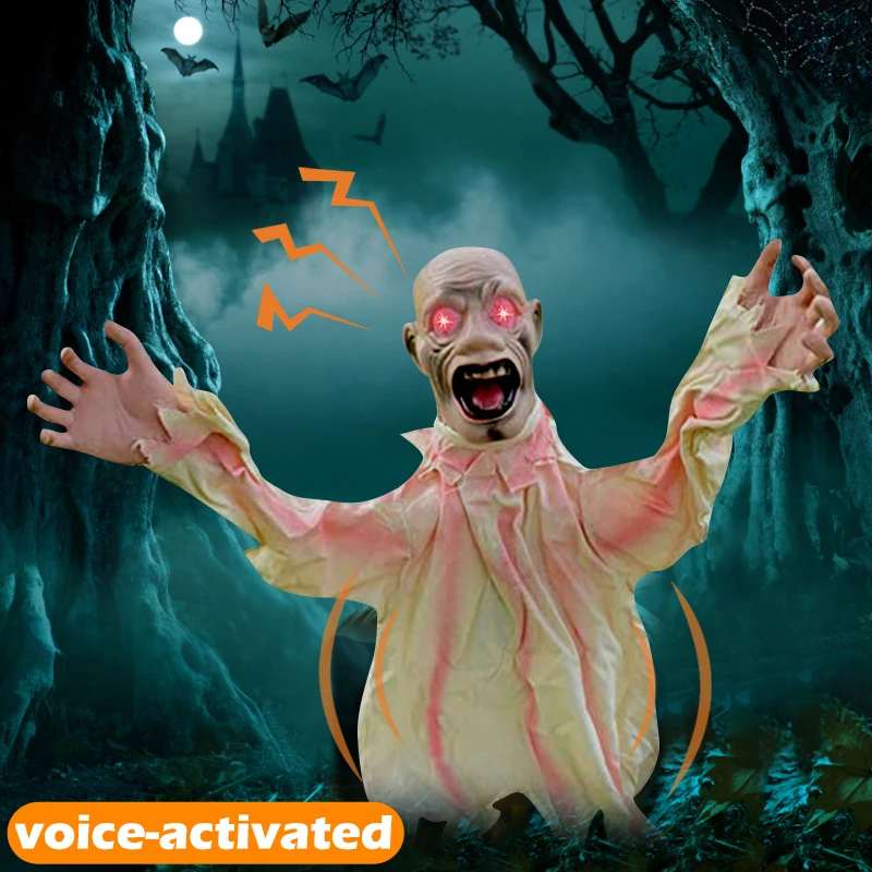 Halloween spaventoso Horror Decoratie Pop Om Grote Swing Ghost Nieuwe controllo vocale Decoratie Eng inserto esterno Prop Decor per la festa