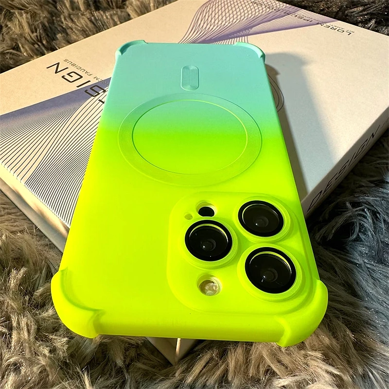 

Luxury Magnetic Wireless Charge Shockproof Case For iPhone 14 13 12 Pro Max Plus Soft Magnetic Bumper Gradient Cases Cover