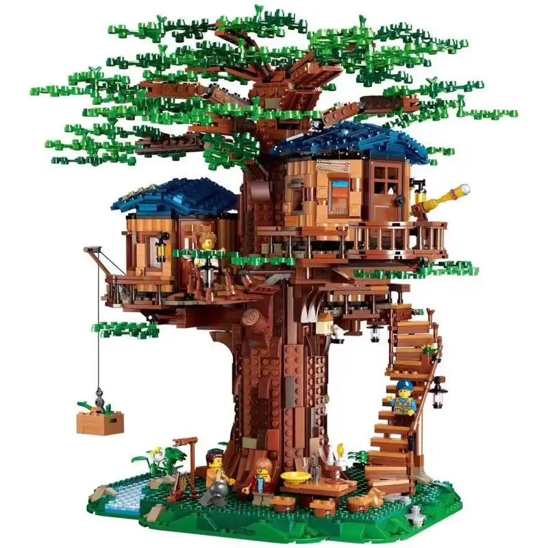 New in Stock 21318 New Tree House Creative 2in1 Panda Slide House Suspended Fortress Mini tree Building Blocks Toy Gifts Kids