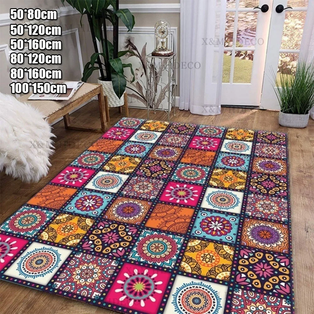 

Mandala Non-slip Area Rug Indoor Floor Rug for Living Room/Bedroom/Children Playroom 5 Sizes