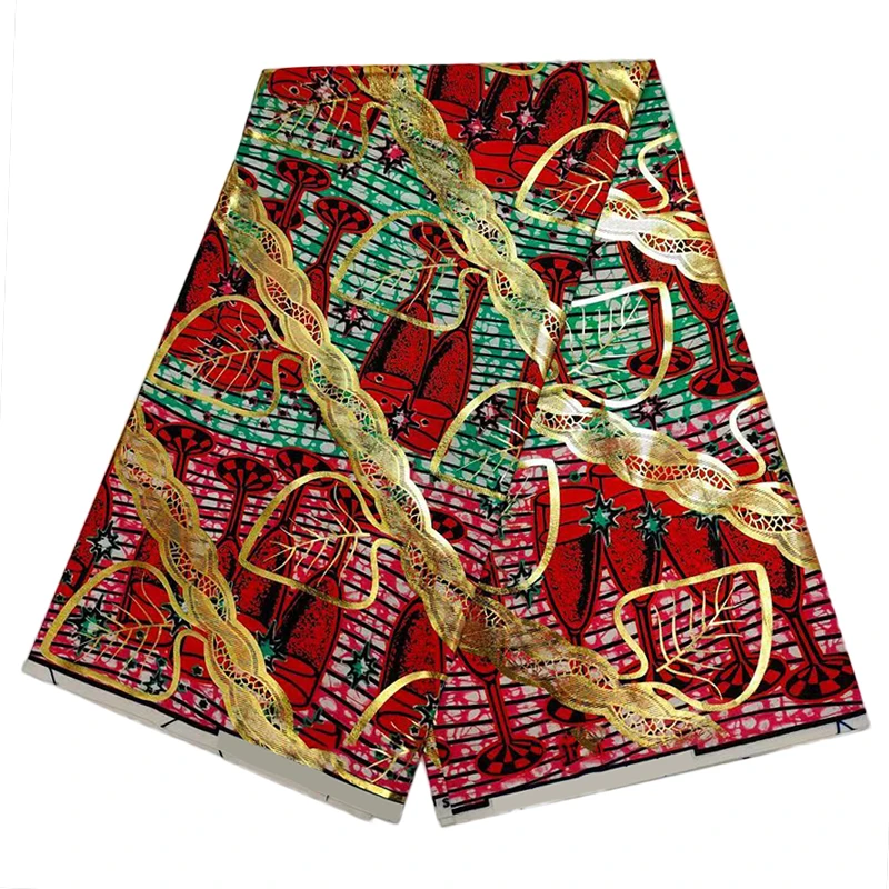 

African 100% Cotton Real Golden Wax Loincloth Soft Fashion Fabric Ankara Tissu Africa Gold Print Batik Sewing Material TG0625