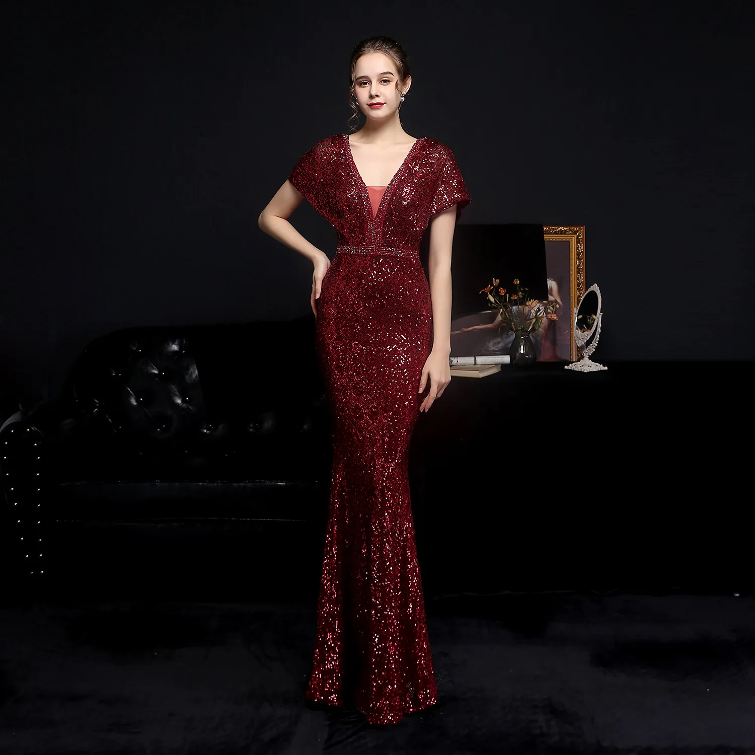 Luxury Party Elegant Dresses for Women 2022 Evening Prom Formal Long Clothes Sexy Sequin Cocktail Ceremony Birthday Maxi Outfits