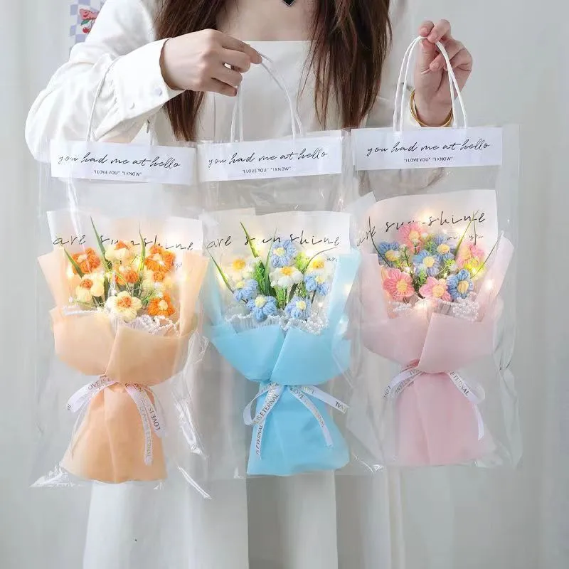 

Crochet Bouquet Finished Knitted Flowers Birthday Handmade Gifts Artificial FlowersWedding Home Decoration